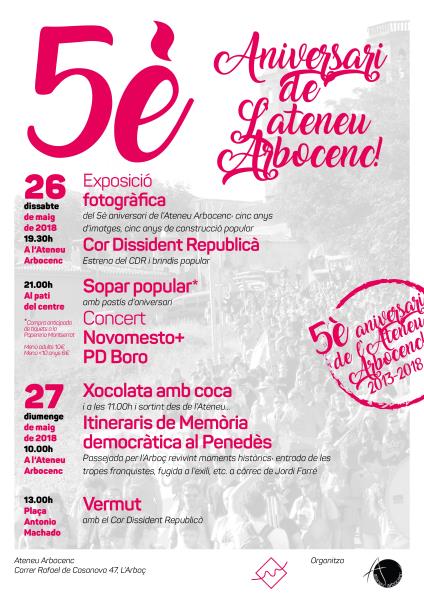 L'Ateneu Arbocenc celebra el 5è aniversari 