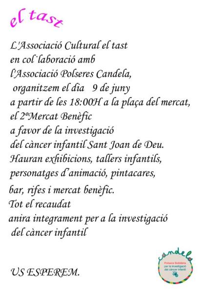 Segon mercat benèfic del Tast per la lluita contra el càncer infantil