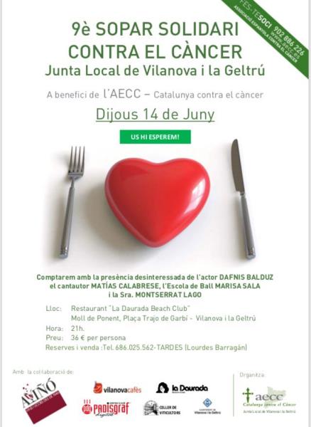 Sopar solidari amb la lluita contra el càncer a Vilanova