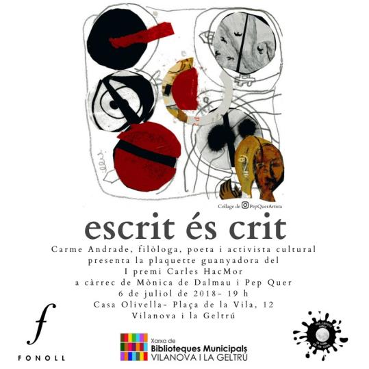 Escrit és crit, amb un recital poètic de la seva autora, Mònica de Dalmau,