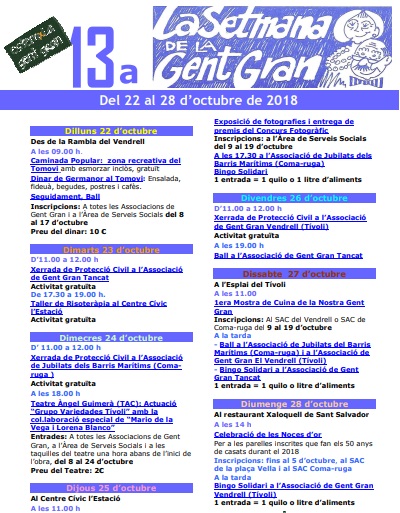 XIII  Setmana de la Gent Gran del Vendrell