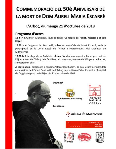 50è aniversari de la mort de l’Abat Escarré, fill il.lustre de l'Arboç