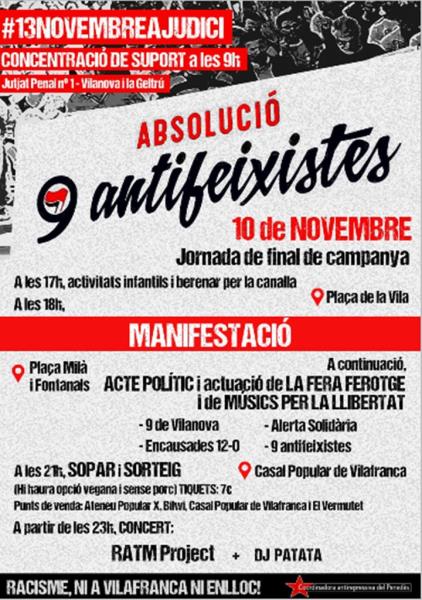 Concentració de suport als 9 Antifeixistes del Penedès