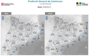 Alerta per la previsió de pluges intenses a partir del vespre sobretot a les comarques de Girona i Barcelona
