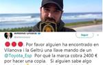 Antonio Orozco demana ajuda a Twitter per trobar les claus que ha perdut a Vilanova. EIX