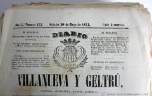 Capçelera del Diario de Villanueva de 1854. Todocoleccion.net