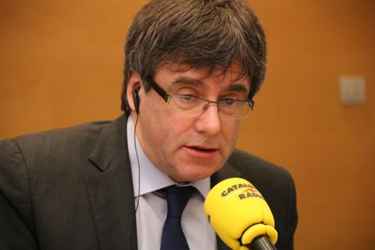 Carles Puigdemont durant l'entrevista a Catalunya Ràdio des de Brussel·les el 19 de gener del 2018. ACN