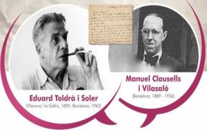 Detall del cartell de l'obra “Fragments de converses”, on Rosa i Queco Novell, interpretaven respectivament les figures de Toldrà i Clausells. EIX