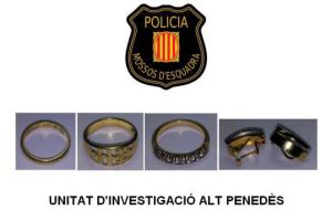 Detingut l'operari d'una empresa de tractament d'aigua domèstica per robar joies en dos domicilis de Gelida. Mossos d'Esquadra