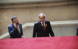 El president del Govern, Quim Torra, pujant les escales honorífiques del Parlament, el 23 de maig de 2018. ACN