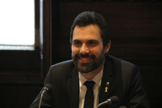 El president del Parlament, Roger Torrent, a la reunió de la Mesa, el 13 d'abril de 2018 . ACN