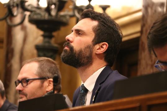 El president del Parlament, Roger Torrent, al ple del 5 d'abril de 2018 . ACN