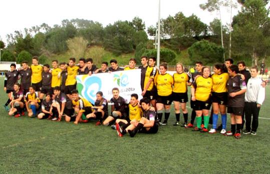 El sots-16 de l’Anoia Rugby Club a Cervelló. Eix