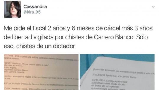 El Suprem absol la tuitera Cassandra pels acudits sobre Carrero Blanco. EIX