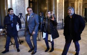 Els diputats de JxCAT Josep Rull, Elsa Artadi i Albert Batet, i Damià Calvet, el 29 de gener de 2018. ACN