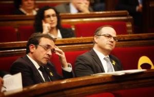 Els diputats Josep Rull i Jordi Turull durant el debat investidura d'aquest últim del 22 de març del 2018. ACN