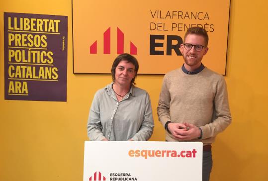 Els regidors d'ERC a la roda de premsa. Eix