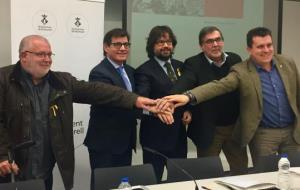 Fotografia de grup de Ricard Font amb els alcaldes de Martorell, Piera, Sant Esteve Sesrovires i Masquefa aquest 25 de gener de 2018. Ajuntament de Ma