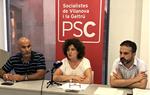 Roda de premsa d'ahir del grup municipal socialista de Vilanova i la Geltrú. PSC