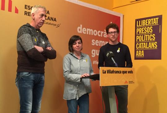 Imatge de la roda de premsa d'ERC Vilafranca. Eix