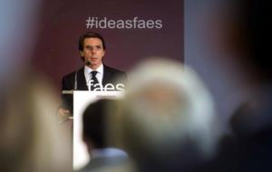 Intervenció de l'expresident del govern espanyol José María Aznar durant la cloenda del fòrum d'idees FAES a València. ACN