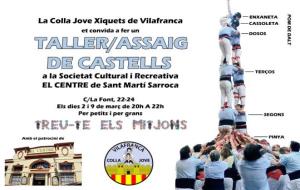 La Jove de Vilafranca inicia una campanya d’assajos castellers als pobles veïns “Treu-te els mitjons”. EIX