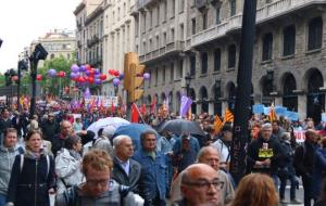 Manifestació de la UGT i CCOO per l'1 de maig a Barcelona. ACN