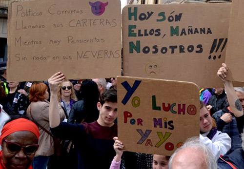 Manifestació Pensions dignes. Eix