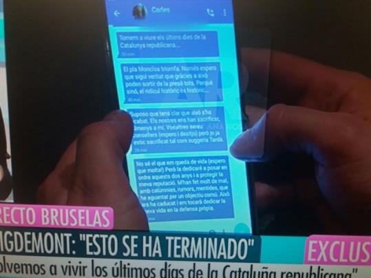 Missatge de Puigdemont a Comín. AR