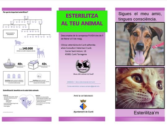 Nova campanya a favor de la tinença responsable d'animals de companyia a Cunit. EIX