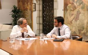 Pla de la reunió entre el president de la Generalitat, Quim Torra, i el vicepresident del Govern, Pere Aragonès. ACN