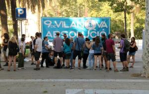 Pla general de la protesta de suport als nou acusats pel 'cas Montoro', davant l'Audiència de Barcelona, el 25 de juny de 2018. ACN