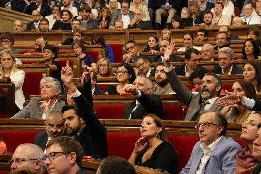 Pla general de l'oposició crispada al ple del parlament del 6 de setembre de 2017 . ACN