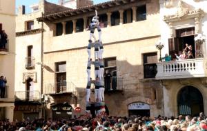 Pla general del 3 de 8 descarregat pels Castellers de Sants a la diada de Tots Sants 2018 