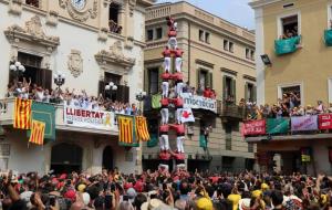 Pla general del 4 de 9 sense folre descarregat per la Colla Vella dels Xiquets de Valls a la diada castellera de Sant Fèlix