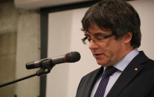 Pla tancat de Carles Puigdemont el 27 de febrer del 2018 a Gant. ACN