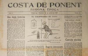 Portada del periòdic 'Costa de Ponent'. Eix