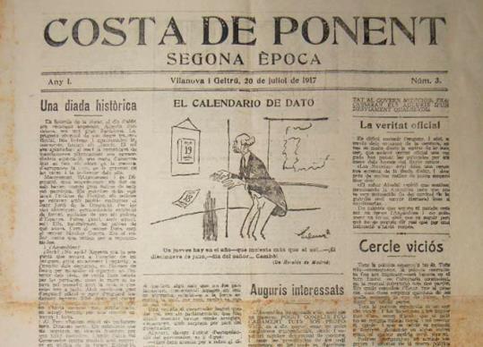 Portada del periòdic 'Costa de Ponent'. Eix