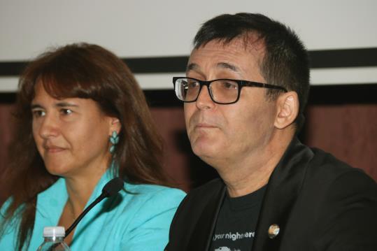 Presentació del Festival de cinema de Sitges al Reial Cercle Artístic de Barcelona, amb el director del certamen Àngel Sala i la consellera de Cultura