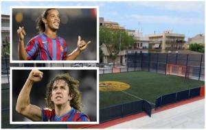 Ronaldinho i Carles Pujol inauguren demà dimecres el camp de futbol Cruyff Court de les Roquetes. EIX