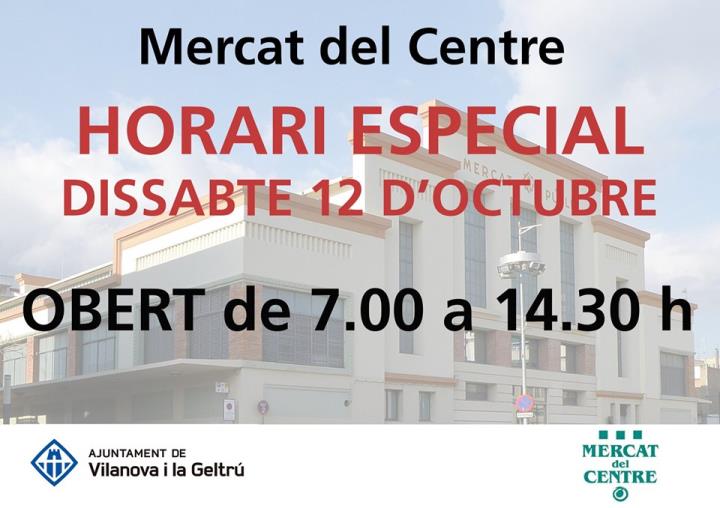 Ell Mercat del Centre de Vilanova i la Geltrú obre el 12 d'octubre