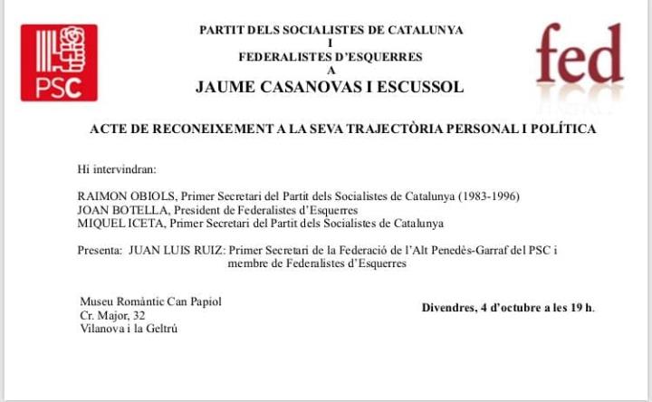 Homenatge a Jaume Casanovas i Escussol