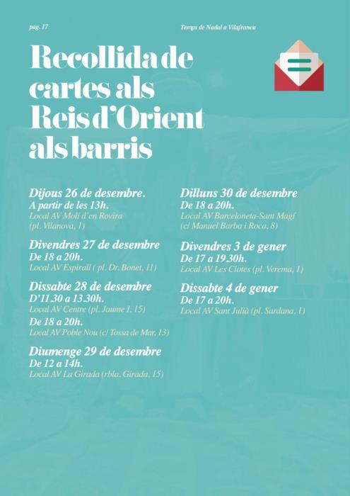La patge Dela recollirà les cartes als barris de Vilafranca
