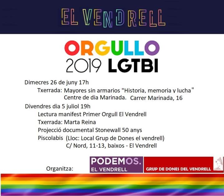 Lectura del manifestl del Dia de l´Orgull LGTBI al Vendrell