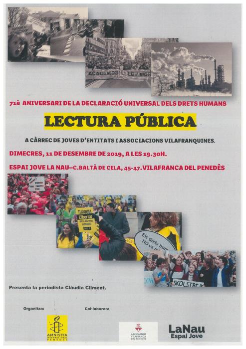 Lectura Pública de la Declaració Universal dels Drets Humans a Vilafranca