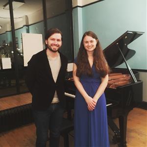 Christopher Narloch i Laura Farré Rozada després del recital al Narloch Piano Studio
