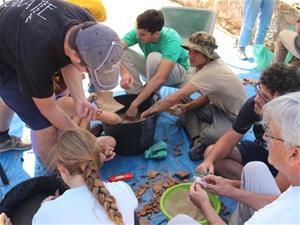 El camp de treball de Darró recupera cada any una mitjana de 4.000 fragments de material ceràmic. Ajuntament de Vilanova