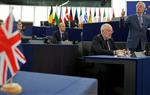 El cap negociador dels 27, Michel Barnier, durant la intervenció a l'Eurocambra, a Estrasburg, després de la votació a Westminster sobre el Brexit. AC