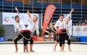 El conjunt actual de 4 gimnastes del Club Rítmica Sitges-Garraf. Eix