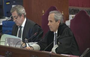 El fiscal Jaime Moreno, interrogant l'exconsellera Meritxell Borràs durant el judici de l'1-O al Tribunal Suprem, el 20 de febrer del 2019. Tribunal S